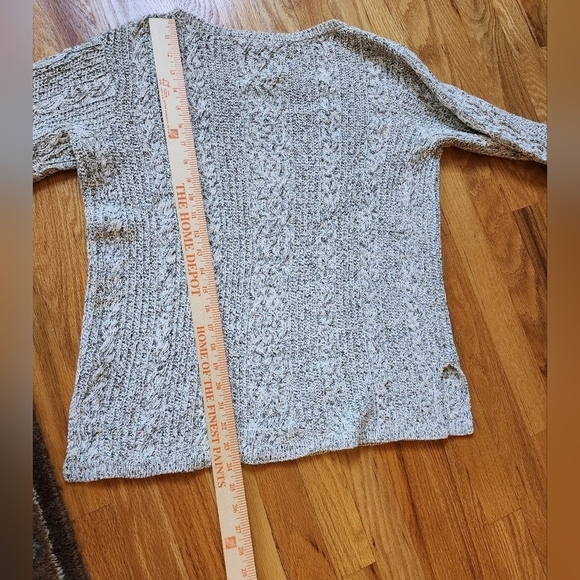 J Jill  white heathered cable knit cotton sweater beachy summer size medium - Picture 9 of 9